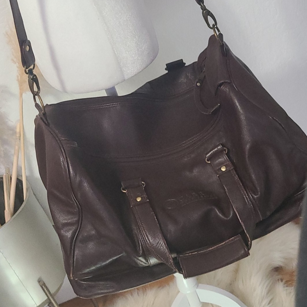 Vintage Brown Leather Duffle Bag Gem
